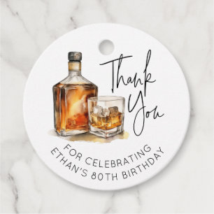 Custom 40th Birthday Favor Tags Whiskey/Bourbon