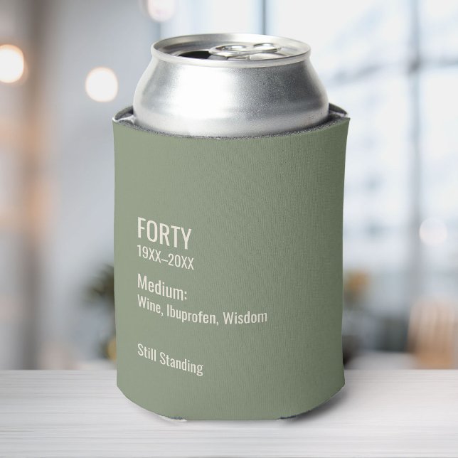 Custom 40th Birthday Funny Museum Label Chic Can Cooler (Creator Uploaded)
