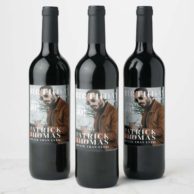 Custom 40th Birthday Party Magazine Cover Cheers Wine Label (Bottles)