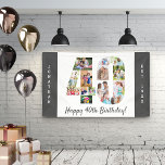 Custom 40th Birthday Party Photo Collage Banner<br><div class="desc">Create your own photo collage banner for a 40th Birthday Party. The template is set up for you to add your custom name or wording and your favourite photos. Your photos will automatically appear as a photo collage in the shape of the number 40. The banner has charcoal grey borders...</div>