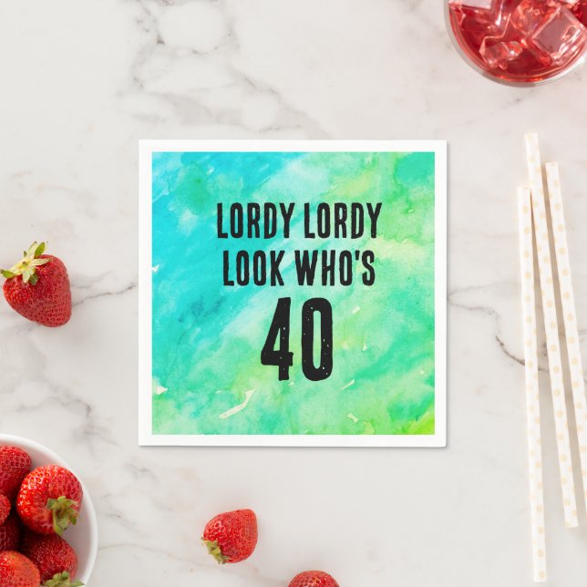 Custom 40th Birthday Watercolor Tie Dye Napkin (Insitu)