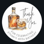 Custom 40th Birthday Whiskey/Bourbon Sticker Favou<br><div class="desc">Celebrate a milestone with elegance and a touch of personal flair! Introducing our Customizable 40th Birthday Favour Tags, adorned with an exquisite watercolor illustration of whiskey or bourbon, perfect for adding a sophisticated twist to your birthday celebrations. Designed for whiskey enthusiasts and those cherishing the fine things in life, these...</div>