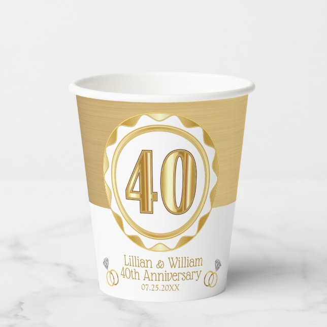 Custom 40th Golden Anniversary or Birthday, etc... Paper Cups (Front)
