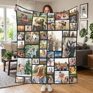 Custom 42 Photo Collage Fleece Blanket