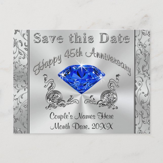 Custom 45th Anniversary Invitations Save the Date (Front)