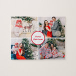 Custom 4 Family Photo Collage Merry Christmas Jigsaw Puzzle<br><div class="desc">Are you looking for a personalized Christmas gift? Check out this Custom 4 Family Photo Collage Merry Christmas jigsaw puzzle. You can easily add your own photo's and customize the text.</div>