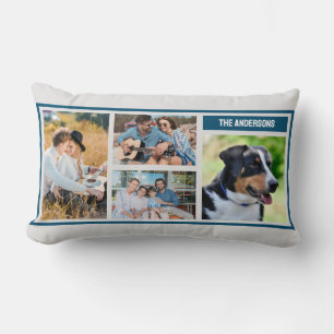 Custom 4 Family Photo Collage Simple Lumbar Pillow