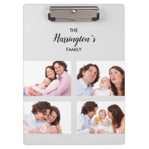 Custom 4 Family Photos Collage Rectangle Frame Clipboard