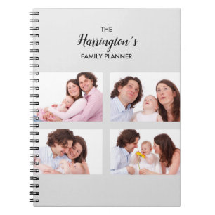 Custom 4 Family Photos Collage Rectangle Frame Pla Notebook