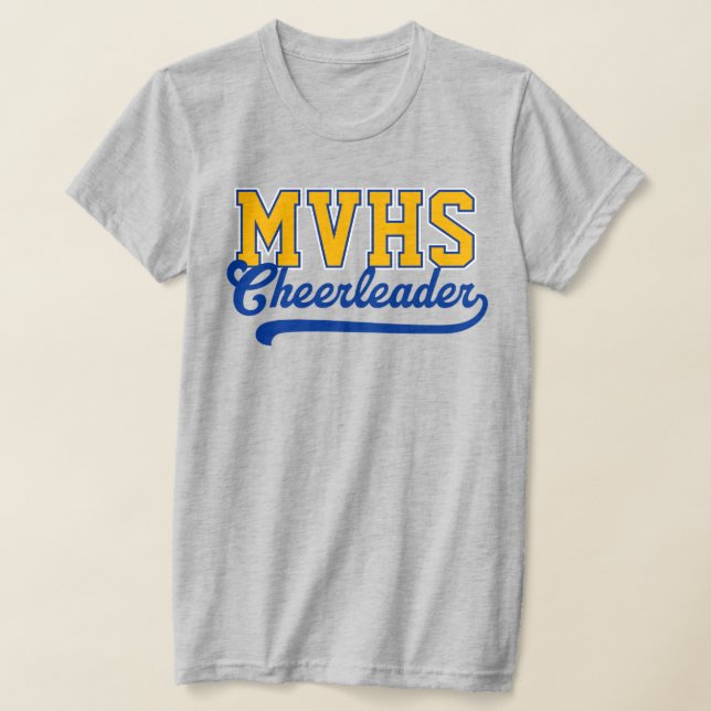 Custom 4 Letter High School Initials Cheerleader T-Shirt (Laydown)
