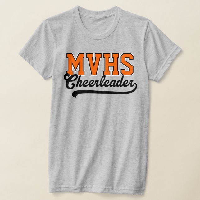 Custom 4 Letter High School Initials Cheerleader T-Shirt (Laydown)
