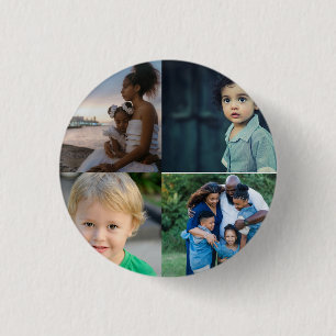 Custom 4 Photo Collage  1 Inch Round Button