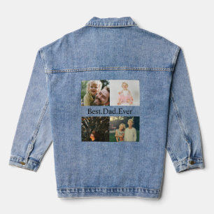 Custom 4 Photo Collage Best Dad Ever Denim Jacket