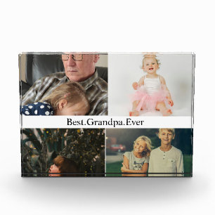 Custom 4 Photo Collage Best Grandpa Ever  Block