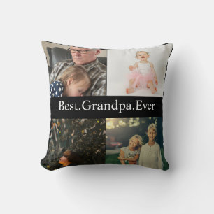 Custom 4 Photo Collage Best Grandpa Ever Throw Pillow