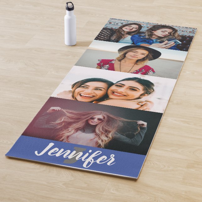 Custom 4 Photo Collage Custom Name and Monogram Yo Yoga Mat (In Situ)