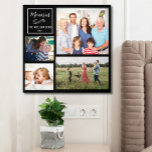Custom 4  Photo Collage Foam Peel & Stick Foam Core Photo Tile<br><div class="desc">A custom photo collage of textured foam with a peel and stick photo board. It features 4 photos of family, pets, memories, events, your photography, etc. and further personalized with a simple message, family name and year set against a black background. The colours of the background and text can be...</div>