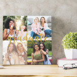 Custom 4 Photo Collage Gold Graduate Graduation Canvas Print<br><div class="desc">Personalized photo collage, square wrapped canvas. Hand lettered with gold glitter, "graduate" is printed with your name and year as a text overlay to your photos. The photo template is set up for you to add 4 of your favourite pictures of you, your besties and reminders of fun times during...</div>