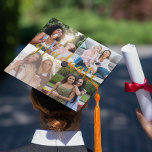 Custom 4 Photo Collage Gold Hand Lettered Graduation Cap Topper<br><div class="desc">Personalized photo collage graduation cap topper. Hand lettered with gold, "graduate" is printed with your name and year as a text overlay to your photos. The photo template is set up for you to add 4 of your favourite pictures of you, your besties and reminders of fun times during your...</div>