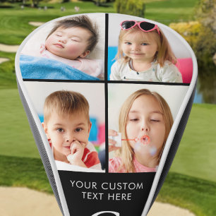 Custom 4 Photo Collage Monogrammed Golf Head Cover