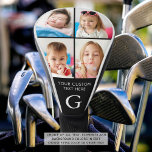 Custom 4 Photo Collage Monogrammed Golf Head Cover<br><div class="desc">Create a custom personalized photo collage golf driver head cover with 4 pictures, your custom text and the golfer's monogram in optional various colour combinations. CHANGES: Change the background colour and text font style, colour, size and placement in EDIT. ASSISTANCE: For help with design modification or personalization, colour change, resizing,...</div>