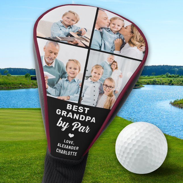 Custom 4 Photo Collage Unique Grandfather Gift Golf Head Cover (Creator Uploaded)