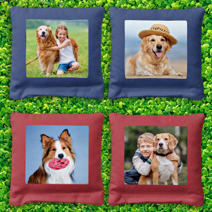 Custom 4 Photo Cute Family Pet Kids Dog Cornhole Bags