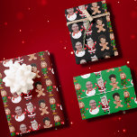 Custom 4 Photo Family Face Photo Christmas Gift Wrapping Paper Sheet<br><div class="desc">Easy Custom 4 Photo Family Face Photo Christmas Gift for Family, Replace faces with your favourite photos (make sure to crop as much to the face as possible and use an app to remove the background) and personalize this funny Christmas Holiday Wrapping Paper with your kid, husband, or boyfriend on...</div>