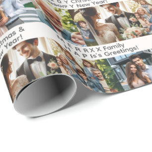Custom 4 Photo Family Friends Occasions Birthday Wrapping Paper