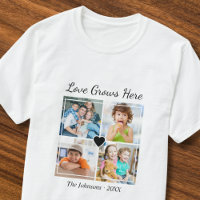 Custom 4 Photo Family Name Love Grows Here Quote