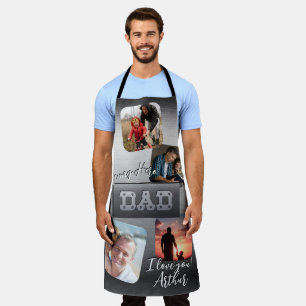 Custom 4 Photo Father's Day Brushed Metal Grill Apron