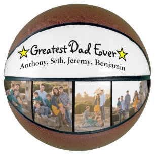 Custom 4 Photo Greatest Dad Ever Father's Day Basketball