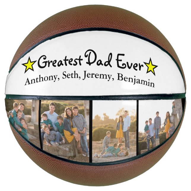 Custom 4 Photo Greatest Dad Ever Father's Day Basketball (Front)