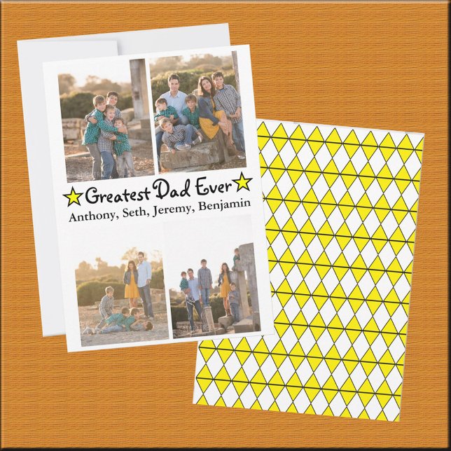 Custom 4 Photo Greatest Dad Ever Father's Day Card (Creator Uploaded)
