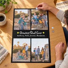 Custom 4 Photo Greatest Dad Ever Father's Day LG Jigsaw Puzzle
