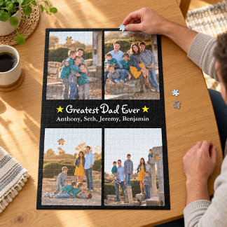 Custom 4 Photo Greatest Dad Ever Father's Day LG Jigsaw Puzzle