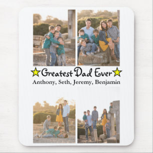 Custom 4 Photo Greatest Dad Ever Father's Day Mouse Pad