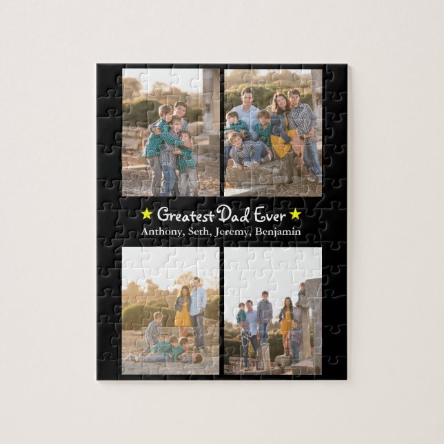 Custom 4 Photo Greatest Dad Ever Father's Day SM Jigsaw Puzzle (Vertical)