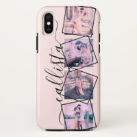 Custom 4 Photo Handwritten Monogram Name Couple