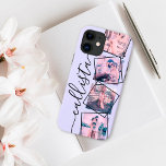 Custom 4 Photo Handwritten Monogram Name Couple iPhone 12 Pro Max Case<br><div class="desc">This romantic, cool, and modern case is perfect for anyone who wishes to carry their loved one with them. It features four customizable photograph pictures. On top of the photos are black, outlined twisted frames for a unique and contemporary touch. It also displays a place for a monogram name on...</div>