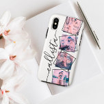 Custom 4 Photo Handwritten Monogram Name Family Case-Mate iPhone Case<br><div class="desc">This cute, cool, and modern case is perfect for anyone who wishes to carry their family with them. It features four customizable photograph pictures. On top of the photos are black outlined twisted frames for a unique and contemporary touch. It also displays a place for a monogram name on top...</div>