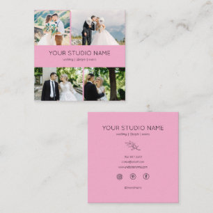 Custom 4 Photo Minimalist Photographer Square Business Card