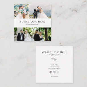Custom 4 Photo Minimalist Photographer Square Business Card