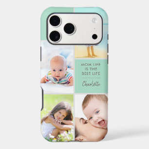 Custom 4 Photo Mom Life is the Best Life Green