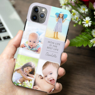 Custom 4 Photo Mom Life is the Best Life Lilac Case-Mate iPhone Case