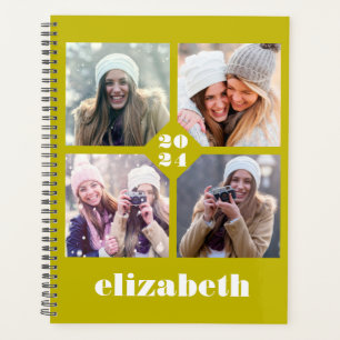Custom 4-Photo Personalized Chartreuse 2024 Planner
