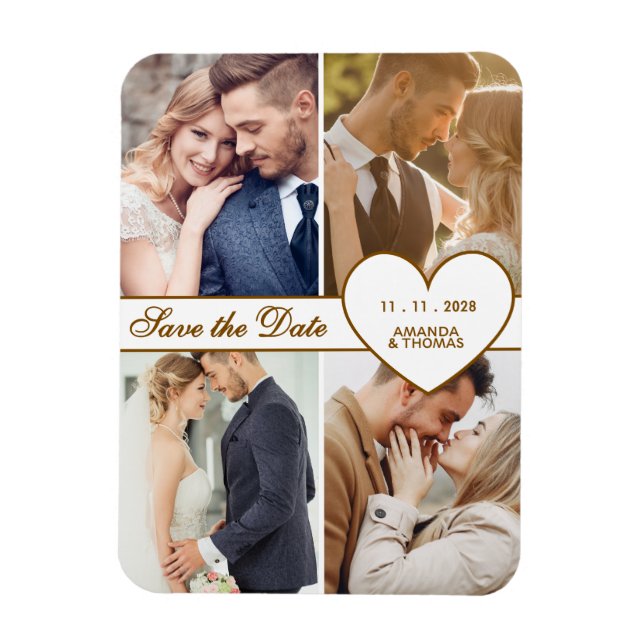 Custom 4 Photo Save the Date Magnet (Vertical)