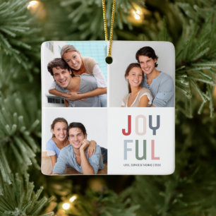 Custom 4 Photos Collage Christmas  Ceramic Ornament