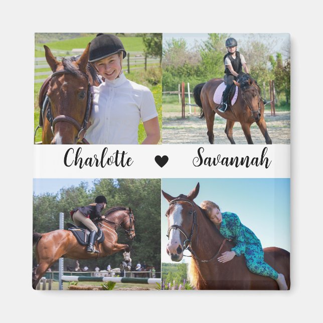 Custom 4 Photos Collage Horse Name   Magnet (Front)
