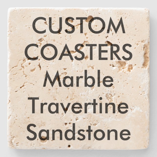 Custom 4" Real Stone Travertine Coasters Cork Back (Front)